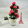 Dekorativa blommor konstgjorda krukväxter Vackra faux blommor arrangemang bonsai för kontor heminredning simulerad grön