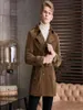 Men039S الصوف مزيج من Corduroy Trench رجال الفاخرة الخريف الشتاء متوسط ​​الطول شنيل ستريب ستران الذكور أزياء مان المعاطف wi2909506