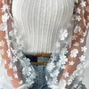 여성용 블라우스 여성 셔츠시피 메시 꽃 아플리케 둥근 목 목록 긴 슬리브 단색 풀오버 패치 워크 트위스트 텍스처 OL COMBUTE