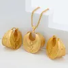 Necklace Earrings Set And Pendant African Jewelry For Ladies 18k Gold Color Hoop Daily Wear Jewellery Accessory