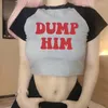 Женские футболки Dump Him Shirt Fashion Y2K Детская футболка с буквенным принтом Уличная одежда Harajuku с круглым вырезом Сексуальные укороченные топы Мягкая женская короткая футболка