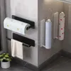 Väggmonterat kök förvaringsställ svart/vit/grå pappershållare hyllor handduk hållare plastfilm hylla 240118