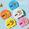 Swimming Caps 2023 Children's Silicone Swimming Cap Boys and Girls Waterproof Long Hair Ear Muff Cute Cartoon Swimming Cap YQ240119