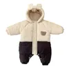 Winter-Overall für Babys, koreanischer Bär mit Kapuze, Baumwolle gefüttert, Kleinkind-Strampler, Mädchen-Jungen-Kleidung, Fleece, verdickter Säuglings-Onesie-Outfit 240119