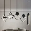 Lampes suspendues Simple moderne LED lustre noir blanc lampe suspendue éclairage salon cuisine salle à manger chambre chevet lustre