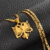 Albanie aigle 14k or jaune pendentif colliers pour hommes femmes couleur argent/couleur dorée bijoux albanais ethnique Kosovo