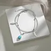 Link pulseiras boêmio pulseira para mulheres em camadas de aço inoxidável corrente folha natureza pedra charme pingente moda jóias presentes atacado