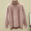 Kadın Sweaters Örme Süveter Yumuşak Glutinous Sonbahar ve Kış Dişi Peluş Kalın Yüksek Boyun Alt