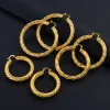 (1 Pair) 5CM 6CM 7CM 8CM African Big Earrings for Women Large Round Brass Twisted 14k Yellow Gold Earring Arab Ethiopian