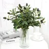 Decorative Flowers Artificial Olive Green Leaves Tree Branches Spring Fruit Plants Po Prop Home Wedding Bouquet Silk Flower Decortion