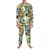 Pyjama banane tropicale pour hommes, vêtements de nuit, imprimé fruits, chaud, loisirs, automne, 2 pièces, esthétique, surdimensionné, costume de maison
