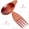 Dinnerware Sets 6 Pcs Spoon Fork Wooden And Two-piece Set With Long Handle Solid Portable Tableware Adults Cutlery Ergonomic Cake