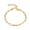 Trendy Chain Men Bracelet Punk 14k Yellow Gold 4mm Width Paperclip Link Chain Bracelet For Men Women Jewelry Braslet 2024