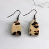 Dangle Earrings Retro Cutout Cheetah Hairy Genuine Leather Bar Drop Women Geometric Animal Leopard Zebra Wrap Jewelry Gifts