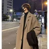 Zimowa męska mieszanka wełniana płaszcz Single Breasted Long Płaszcz Losy Fit Casual Trench Płaszcz 240119