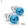 Stud Earrings Free 6/8mm Colorful Rhinestone Western Style Exquisite Bright Women's Multicolor Ball Ear Studs