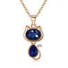 Schattige kat hangend 6*8mm ovaal geslepen 4*6mm peer geslepen Moissanite saffier robijn 10K gouden luxe ketting