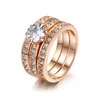 3-in-1-Set Ehering mit tschechischem Diamant, 18 Karat vergoldet, dreischichtiger Ring mit Zirkon-Mikro-Inlay, Zirkon-Verlobungsringe, Designer-Schmuckgeschenk für Damen zum Valentinstag