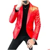 Mens Fur Faux 2021 Jeune Costume Casual Noir Rouge Blanc Slim Fit Hommes Veste En Cuir Pure Couleur Pu Blazers Vestes Pour Homme Drop Livraison A Dh9Yi