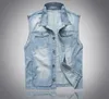 Men039s Kurtki Slim Denim kamizelki bez rękawów Street Wear Casual Jean Jacket Man Casaual Vest for Men5104163