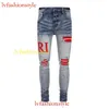 Jeans en détresse de couleur claire AMR, flambant neuf, tendance européenne et américaine, avec lettres brodées pour hommes, pantalon Slim élastique555