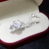 Choucong Anneaux De Mariage Bijoux Vintage En Argent Sterling 925 Coupe Ovale Blanc 3A Zircon Cubique CZ Diamant Pierres Précieuses Fête Femmes Mariée Couple Bague Ensemble Cadeau