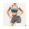 Yoga Outfit Outfits Sport Set Mulheres Fitness Workout Roupas para Leggings Sports Bra Crop Top Shorts Gym Tracksuit Drop Delivery Outdoo Dh3H0