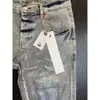 Purple Jeans Mode Hommes Designer Slim Skinny High Street Denim Bleu Clair Pâte Tissu Trou Taille 40 Hip Hop Gros Pièces % de réduction C1XP