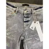 Purple Jeans Mode Hommes Designer Slim Skinny High Street Denim Bleu Clair Pâte Tissu Trou Taille 40 Hip Hop Gros Pièces % de réduction C1XP