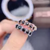 Anéis de cluster Black Spinel Eternity Ring 925 Sterling Silver Pave Casamento Gemstone Aniversário Presente para ela