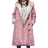 Women's Trench Coats Long Thick Plush Coat Suede Solid Color Horn Button Pocket