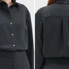 Camicette da donna Camicia in flanella di lana 2024 Top nero in stile minimalista autunno e inverno per donna