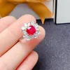 Cluster Rings Natural Ruby Wedding Ring for Women 925 Sterling Silver äkta ädelsten födelsedagspresent årsdag