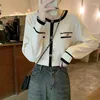 Malhas femininas roupas femininas srping outono simples elegante blusas 2024 moda coreana all-match doce fino malha cardigan topos