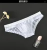 Underpants Underwear Men Briefs Transparent Silk Striped Sexy Lingerie Sheer Slip Homme Gay 2024 Mens