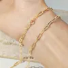 Real 14 K Solid Au585 3.4Mm Width Long Cable Link Paper Clip Minimalist Simple Fashion Original 14K Gold Chain Necklace