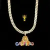 Bijoux fins pendentif chat plaqué or Hip Hop, chaîne cubaine glacée, collier avec lettres
