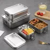 Dinnerware 1/2/3 Grids 304 Stainless Steel Lunch Bento Box Container Double Buckle Snack Storage Sealed Insulation