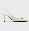 Zarif marka kadın üçgen sandalet ayakkabısı patent deri saplama sivri uçlu ayak parmağı zarif gelinlik yüksek topuklu bayan pompalar siyah çıplak beyaz