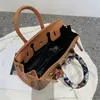 Aabirdkin tasarımcı totes çanta moda litchi desen kilit tokası 25cm el tipi bir omuz eğik kadın çantası zfp8