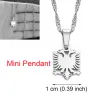 1CM Small Mini Albania Eagle 14k Yellow Gold Pendant Necklaces Golden Color/Silver Color Jewelry Ethnic for Women Girls