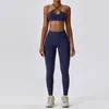 Ensembles actifs Vêtements de yoga Athletic Wear Women Sportswear High Waist Leggings et Top Two Piece Set Gym TrackSuit Fitness Tentime