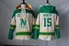 E Mens Minnesota North Stars 9 Майк Модано Джерси 14 Джейми Бенн 15 Немет 27 Моен Бежевый Зеленый Ed Дешевые хоккейные толстовки