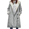 Trenchs de femmes Manteaux de poche Coupe-vent pour femmes Casual Y2K Long manteau en peluche épaissie Vestes manches en daim solide bouton de corne pardessus