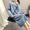 Casual Dresses Sticke Dress Autumn and Winter Women's Loose Long Sweater Pullover Turtleneck Solid Female Sticking B143