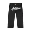 Jeans da uomo Y2k Badfriend Hip Hop Lettera stampata Pantaloni neri Uomo Donna Moda Casual Rock Pantaloni larghi con piede largo Streetwear I3n1