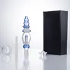 Glassvape666 NC039 Dab Rig Glasbong Rauchpfeifen-Box-Set 14 mm Titan-Quarz-Keramik-Nagelwachsschale Turm-Stil In-Line-Wasser-Perc-Bubbler-Bong