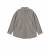 Damesblouses Lente Rayon-shirts Design Sense Split-achterkant Knoop-revers Lange mouw Ademend Los Casual Effen jassen