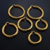 (1 Pair) 5CM 6CM 7CM 8CM African Big Earrings for Women Large Round Brass Twisted 14k Yellow Gold Earring Arab Ethiopian