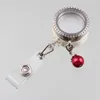 Keychains 1PC 30mm Stainless Steel Living Floating Locket Retractable ID Badge Reel Lanyard Holders Rhinestone Jewelry